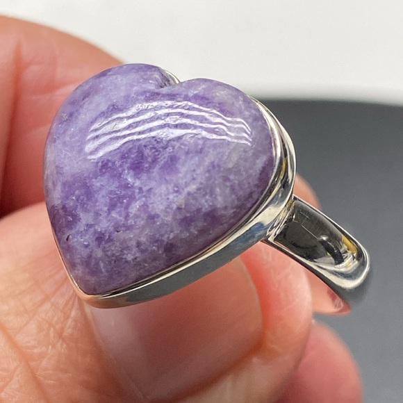 🆕 LEPIDOLITE 💜💜💜RING SIZE 9.5 IN SOLID STERLING SILVER - Picture 3 of 5